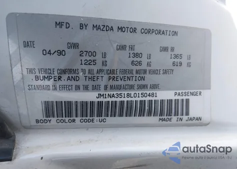 1990 Mazda Mx-5 Miata from USA, damaged, VIN JM1NA3518L0150481